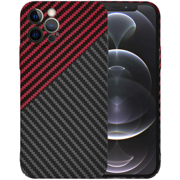 Techsuit - Carbonite FiberShell - iPhone 12 Pro - Red Vortex
