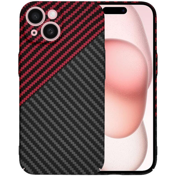 Techsuit - Carbonite FiberShell - iPhone 15 - Red Vortex