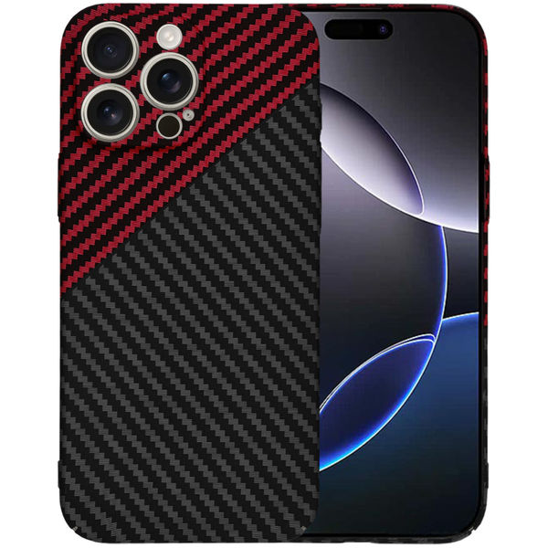 Techsuit - Carbonite FiberShell - iPhone 16 Pro Max - Red Vortex