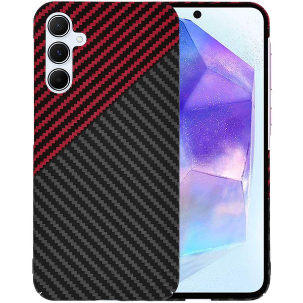 Techsuit - Carbonite FiberShell - Samsung Galaxy A55 5G - Red Vortex