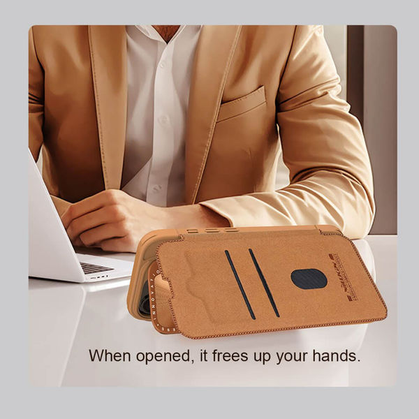 Nillkin - Qin Prop Leather Case - iPhone 16 Pro Max - Brown