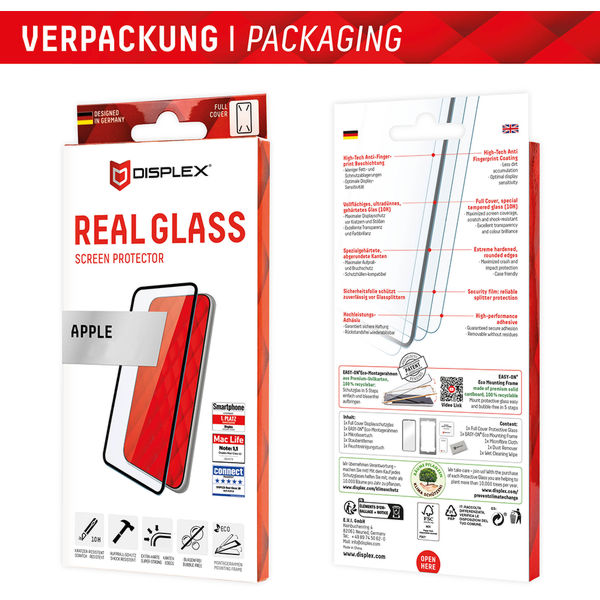 Displex - Premium Real Glass Full Cover - iPhone 16 - Black