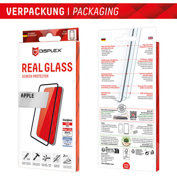 Displex - Premium Real Glass Full Cover - iPhone 16 Plus - Black