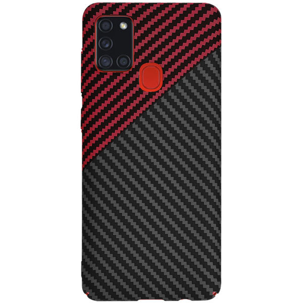 Techsuit - Carbonite FiberShell - Samsung Galaxy A21s - Red Vortex