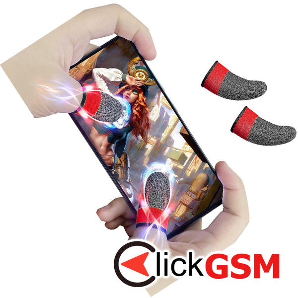 Techsuit - Mobile Gaming Finger Sleeve (FS4-03) - for Peaceful Elite, King of Glory, Anti-Sweat - Red