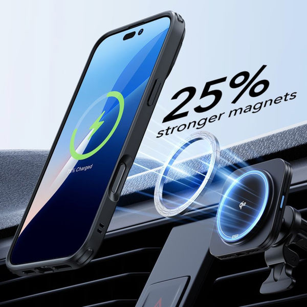 ESR - Classic Hybrid HaloLock Kickstand + Tempered Glass - iPhone 16 Plus - Clear Black