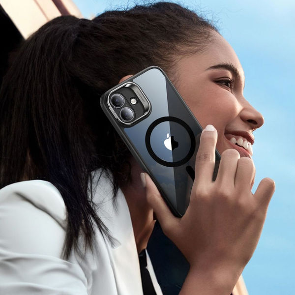 ESR - Classic Hybrid HaloLock Kickstand + Tempered Glass - iPhone 16 Plus - Clear Black