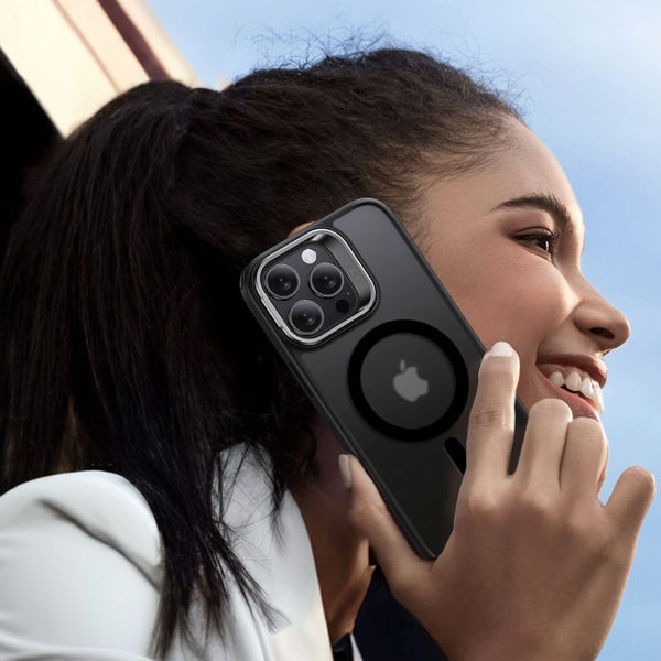 ESR - Classic Hybrid HaloLock Kickstand + Tempered Glass - iPhone 16 Pro - Frosted Black