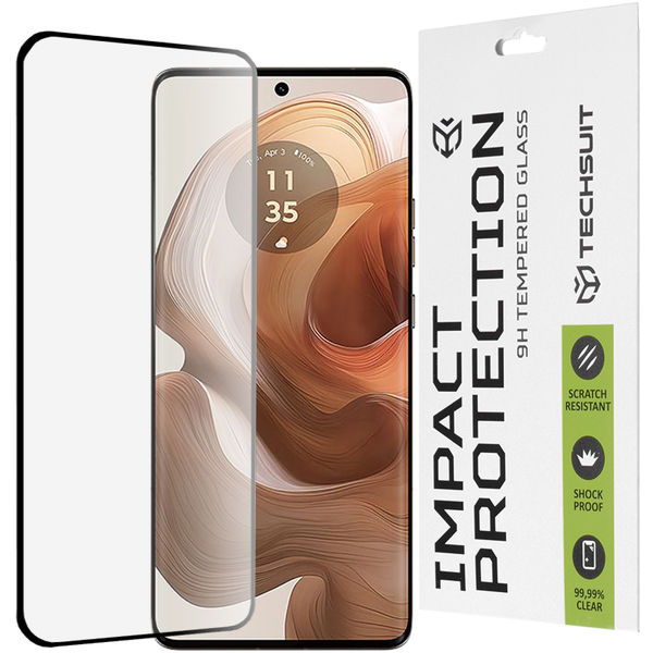 Techsuit - 111D Full Cover / Full Glue Glass / 3D Curved Screen - Motorola Edge 50 Ultra - Black