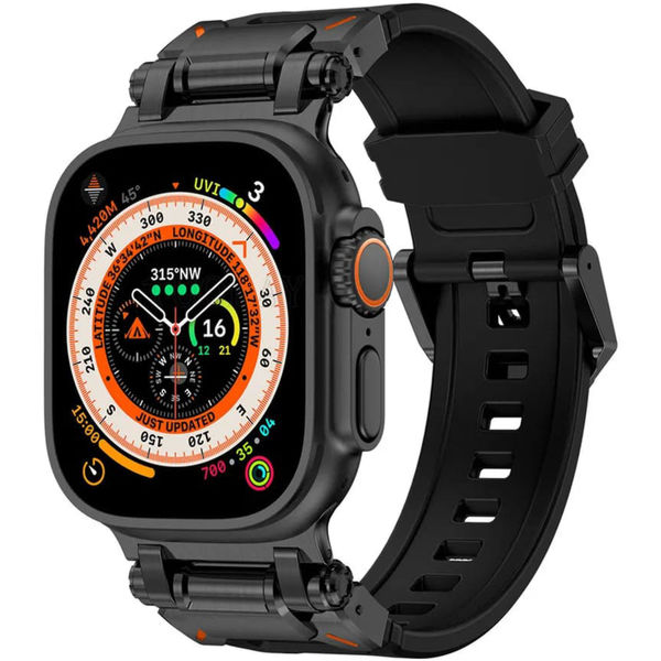 Techsuit - Watchband (W064) - Apple Watch 1/2/3/4/5/6/7/8/9/10/SE/SE 2/Ultra/Ultra 2 (42/44/45/46/49mm) - Titanium Black