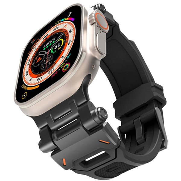 Techsuit - Watchband (W064) - Apple Watch 1/2/3/4/5/6/7/8/9/10/SE/SE 2/Ultra/Ultra 2 (42/44/45/46/49mm) - Titanium Black