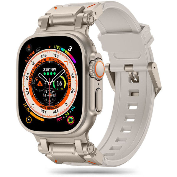 Techsuit - Watchband (W064) - Apple Watch 1/2/3/4/5/6/7/8/9/10/SE/SE 2/Ultra/Ultra 2 (42/44/45/46/49mm) - Titanium Silver Starlight