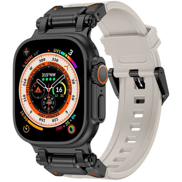 Techsuit - Watchband (W064) - Apple Watch 1/2/3/4/5/6/7/8/9/10/SE/SE 2/Ultra/Ultra 2 (42/44/45/46/49mm) - Titanium Black Gray