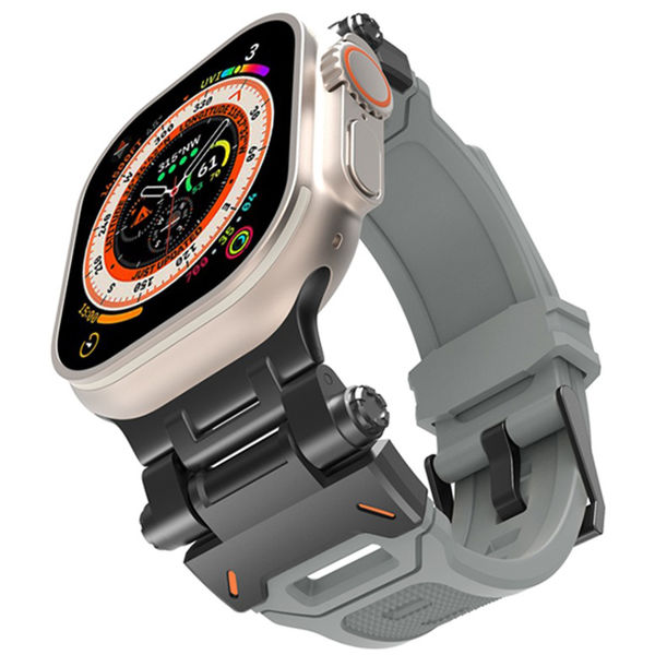 Techsuit - Watchband (W064) - Apple Watch 1/2/3/4/5/6/7/8/9/10/SE/SE 2/Ultra/Ultra 2 (42/44/45/46/49mm) - Titanium Black Gray