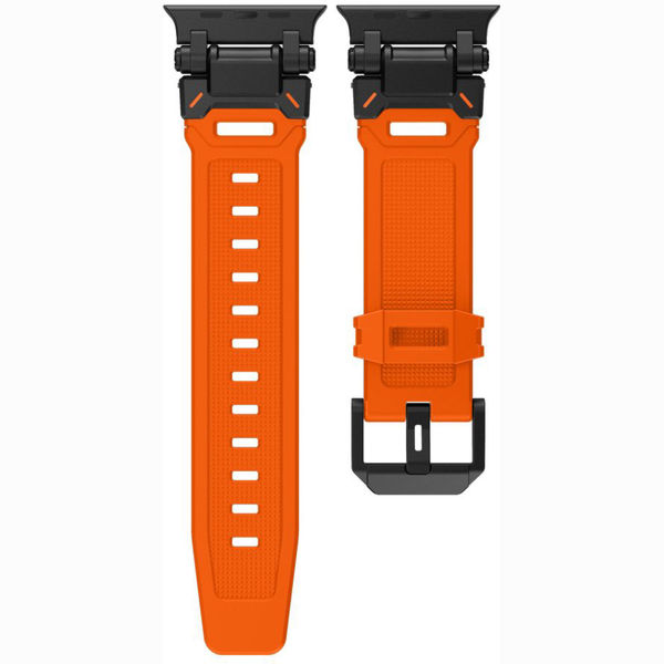 Techsuit - Watchband (W064) - Apple Watch 1/2/3/4/5/6/7/8/9/10/SE/SE 2/Ultra/Ultra 2 (42/44/45/46/49mm) - Titanium Black Orange