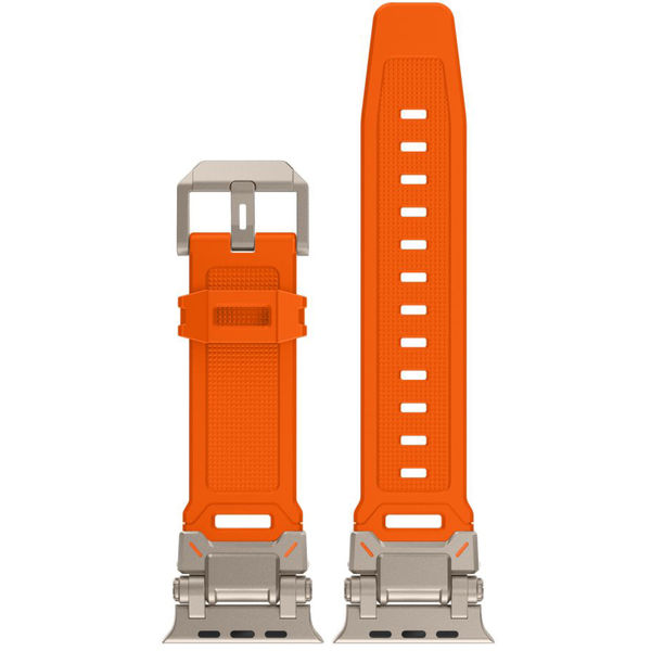 Techsuit - Watchband (W064) - Apple Watch 1/2/3/4/5/6/7/8/9/10/SE/SE 2/Ultra/Ultra 2 (42/44/45/46/49mm) - Titanium Silver Orange