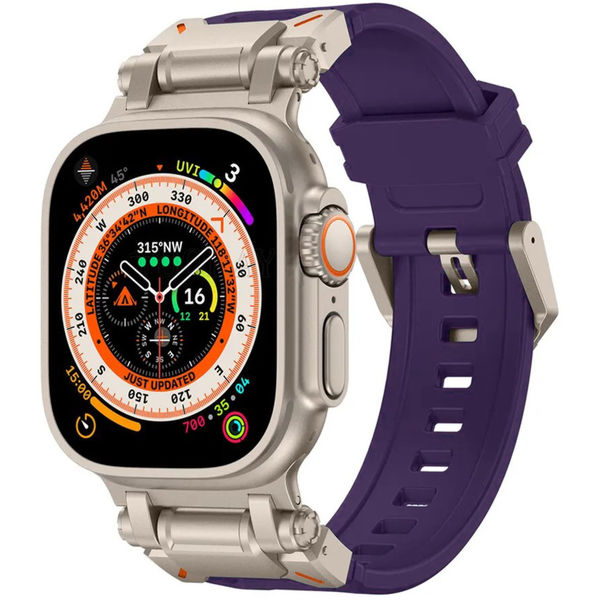 Techsuit - Watchband (W064) - Apple Watch 1/2/3/4/5/6/7/8/9/10/SE/SE 2/Ultra/Ultra 2 (42/44/45/46/49mm) - Titanium Silver Purple
