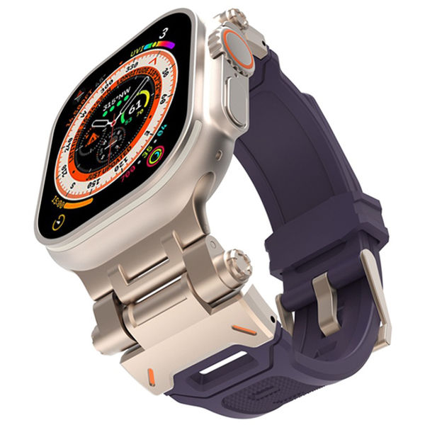 Techsuit - Watchband (W064) - Apple Watch 1/2/3/4/5/6/7/8/9/10/SE/SE 2/Ultra/Ultra 2 (42/44/45/46/49mm) - Titanium Silver Purple