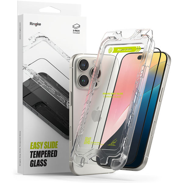 Ringke - Easy Slide Tempered Glass (2 pack) - iPhone 16 Pro Max - Clear
