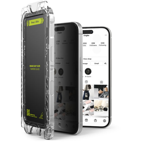 Ringke - Easy Slide Tempered Glass (2 pack) - iPhone 16 Pro Max - Privacy