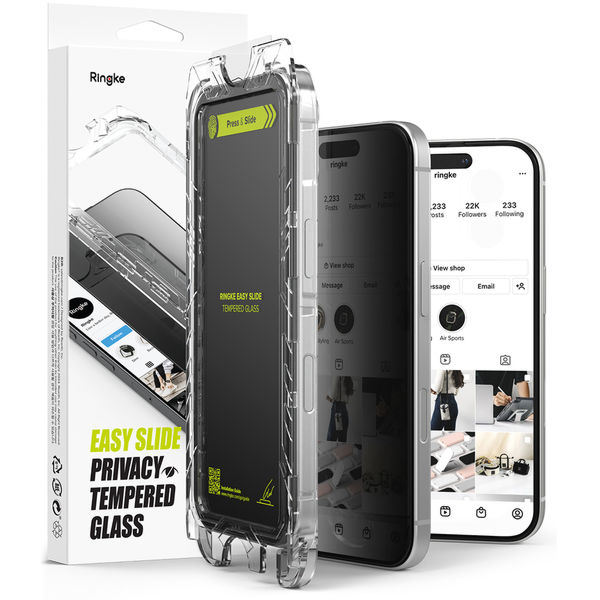 Ringke - Easy Slide Tempered Glass (2 pack) - iPhone 16 Pro - Privacy