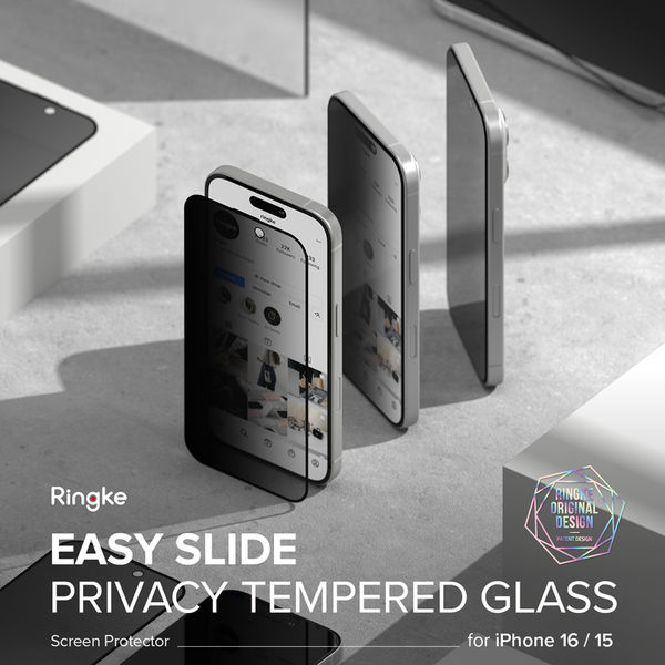 Ringke - Easy Slide Tempered Glass (2 pack) - iPhone 16 Pro - Privacy