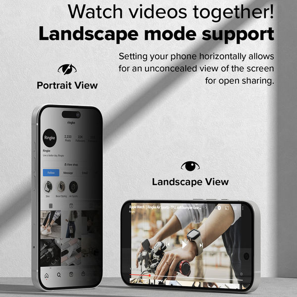 Ringke - Easy Slide Tempered Glass (2 pack) - iPhone 16 Plus / iPhone 15 Plus - Privacy