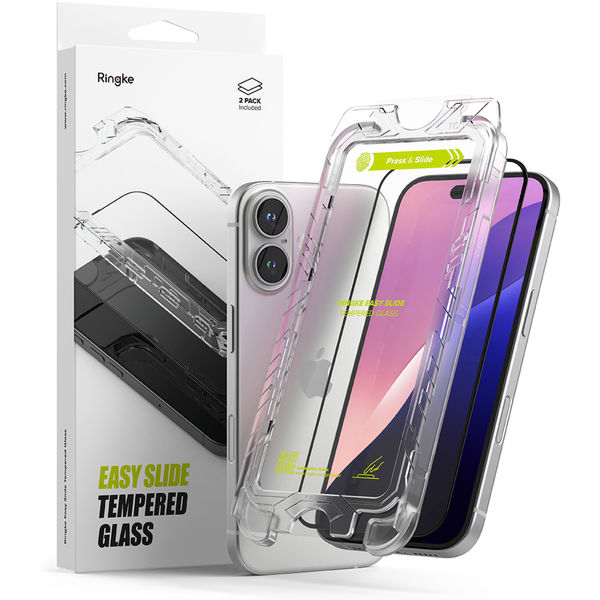Ringke - Easy Slide Tempered Glass (2 pack) - iPhone 16 / iPhone 15 - Clear