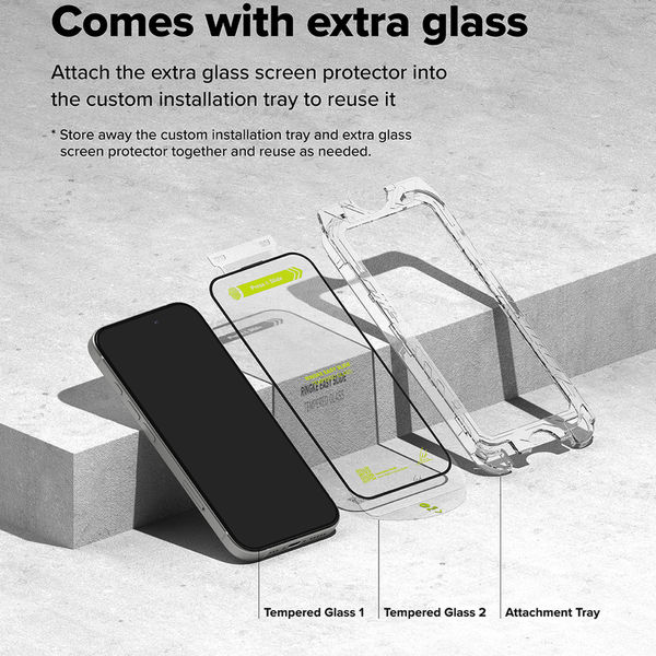 Ringke - Easy Slide Tempered Glass (2 pack) - iPhone 16 / iPhone 15 - Clear