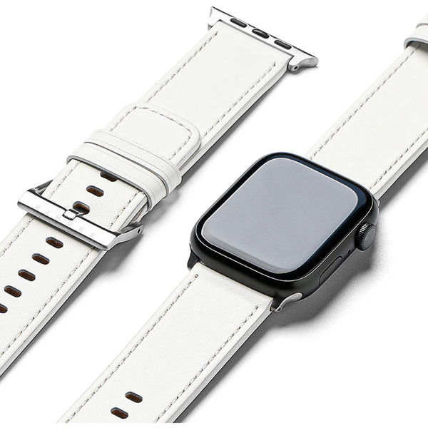Ringke - Leather One Basic Bold - Apple Watch 1/2/3/4/5/6/7/8/9/10/SE/SE 2/Ultra/Ultra 2 (42/44/45/46/49mm) - White