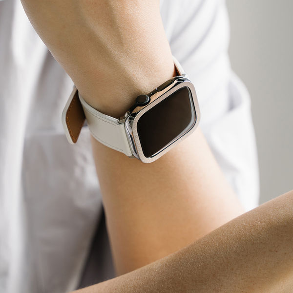 Ringke - Leather One Basic Bold - Apple Watch 1/2/3/4/5/6/7/8/9/10/SE/SE 2/Ultra/Ultra 2 (42/44/45/46/49mm) - White