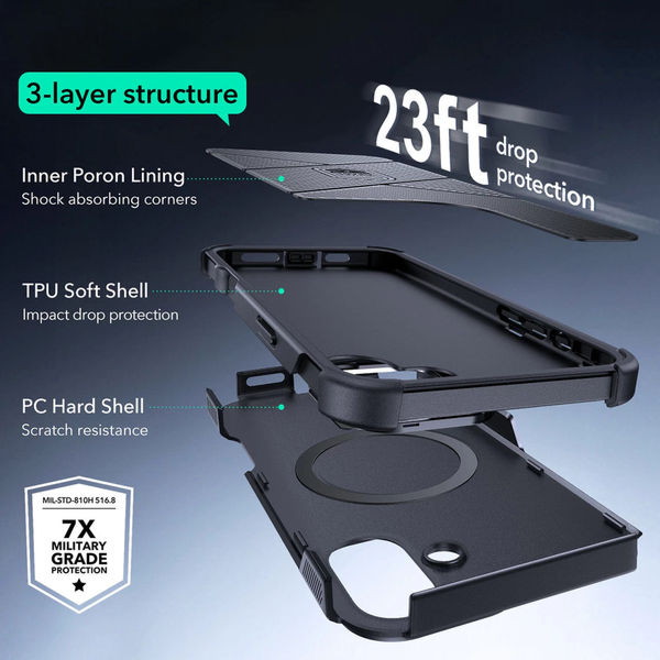 ESR - Cyber Armor Kickstand - iPhone 16 Plus - Black