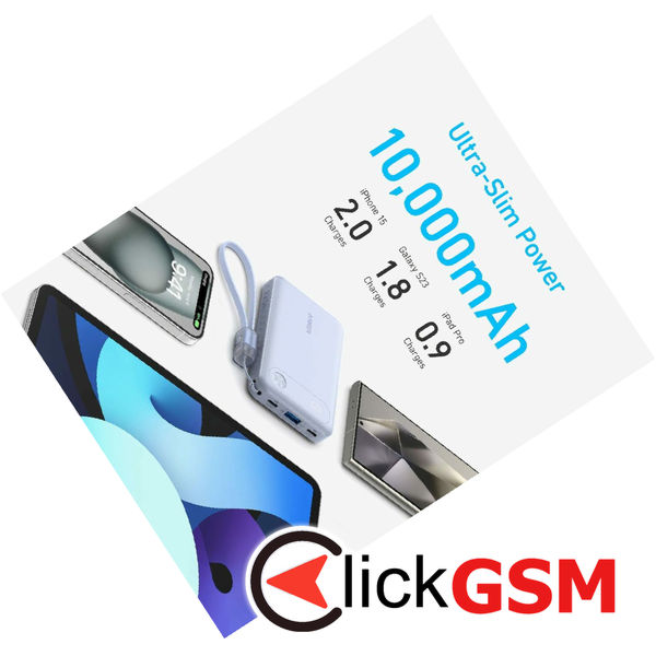 Anker - Power Bank PowerCore (A1257G11) - 2x Type-C, 1x USB, 10000mAh, 22.5W - Black