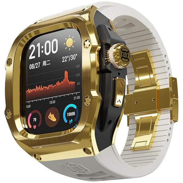ShellBox - Waterproof IP68 + Watchband - Apple Watch 7 / 8 / 9 (45mm) - Gold