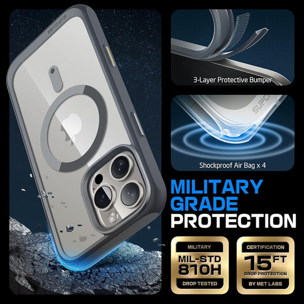 Supcase - Unicorn Beetle Slim Clear MagSafe - iPhone 16 Pro Max - Gray