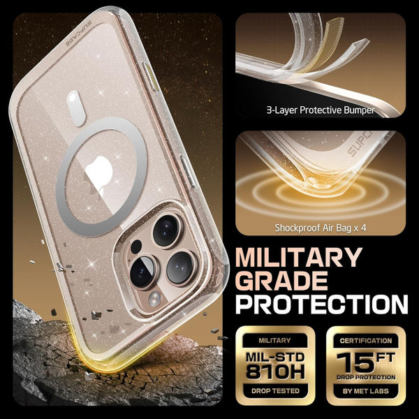 Supcase - Unicorn Beetle Slim Clear MagSafe - iPhone 16 - Glitter Clear