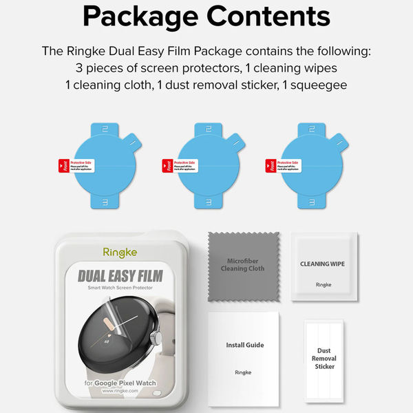 Ringke - Dual Easy Film (3 pack) - Google Pixel Watch 3 45mm - Clear