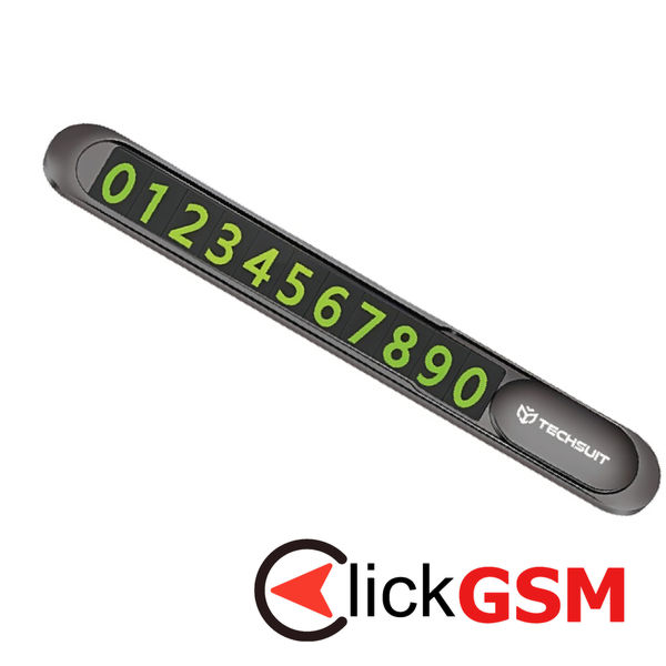 Techsuit - Premium Phone Number Plate (PNP1) - for Temporary Parking, Zinc Alloy - Black