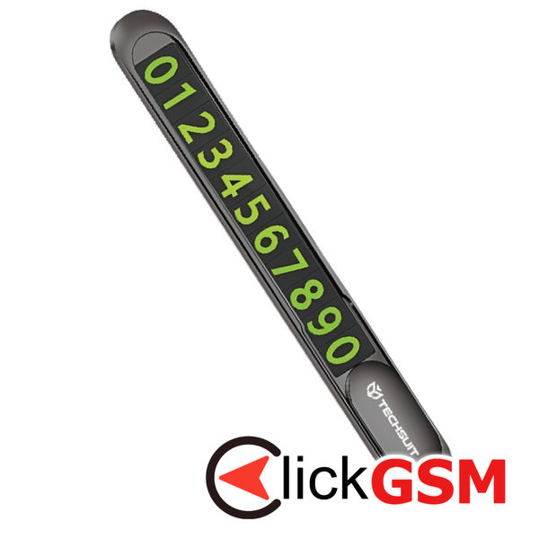 Techsuit - Premium Phone Number Plate (PNP1) - for Temporary Parking, Zinc Alloy - Black