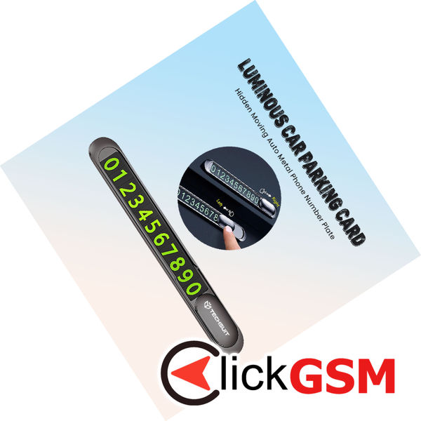 Techsuit - Premium Phone Number Plate (PNP1) - for Temporary Parking, Zinc Alloy - Black