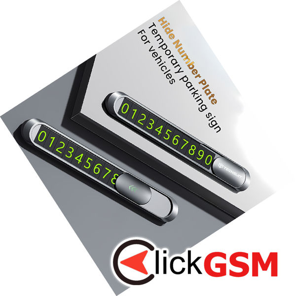 Techsuit - Premium Phone Number Plate (PNP1) - for Temporary Parking, Zinc Alloy - Black