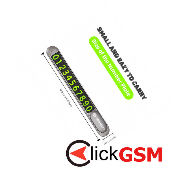 Techsuit - Premium Phone Number Plate (PNP1) - for Temporary Parking, Zinc Alloy - Black