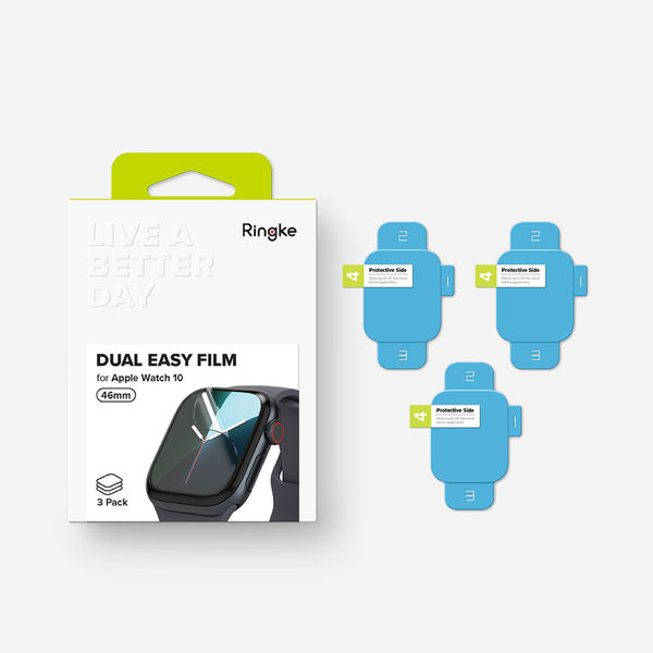 Ringke - Dual Easy Film (3 pack) - Apple Watch 10 42mm - Clear