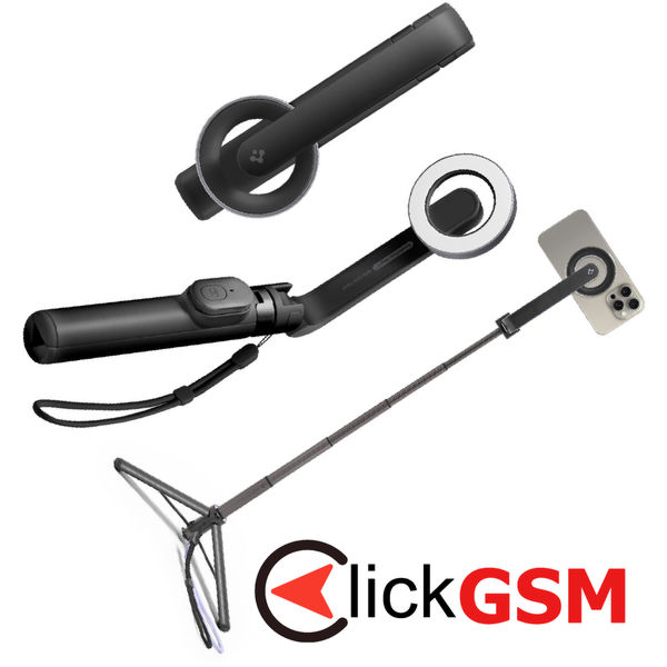 Spigen - Selfie Stick (S571W) - MagSafe Compatible, with Tripod, Stable, Bluetooth, for iOS and Android - Black