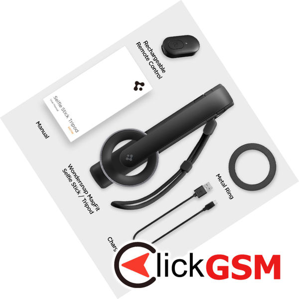 Spigen - Selfie Stick (S571W) - MagSafe Compatible, with Tripod, Stable, Bluetooth, for iOS and Android - Black