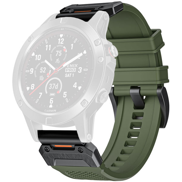 Techsuit - Watchband QuickFit 22mm (W068) - Garmin Fenix 5/5 Plus 6/6 Pro/7/Forerunner 935/945/Approach S60 - Green / Black
