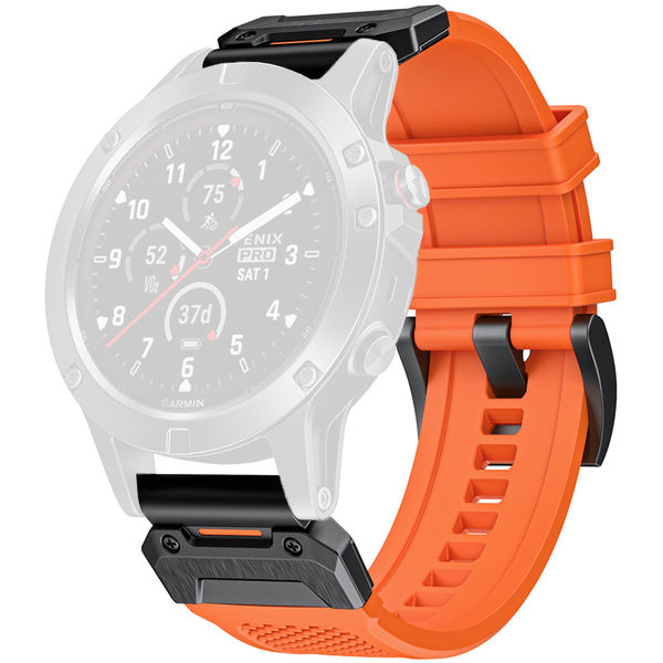 Techsuit - Watchband QuickFit 22mm (W068) - Garmin Fenix 5/5 Plus 6/6 Pro/7/Forerunner 935/945/Approach S60 - Orange / Black