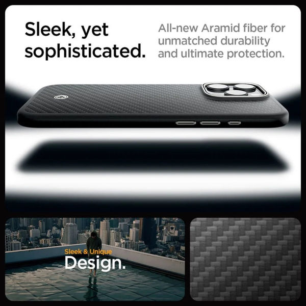 Spigen - Enzo Aramid MagSafe - iPhone 16 Pro Max - Black / Silver