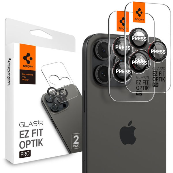 Spigen - Optik.tR EZ Fit Pro Camera Glass (2 pack) - iPhone 14 Pro / Pro Max / 15 Pro / Pro Max / 16 Pro / Pro Max - Black