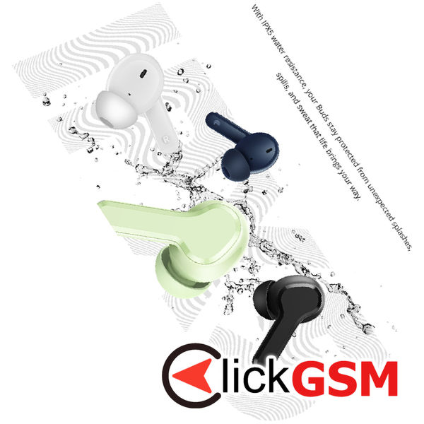 Realme - Wireless Earbuds (Buds T110) - Environmental Noise Cancellation, IPX5, Bluetooth 5.4 - White